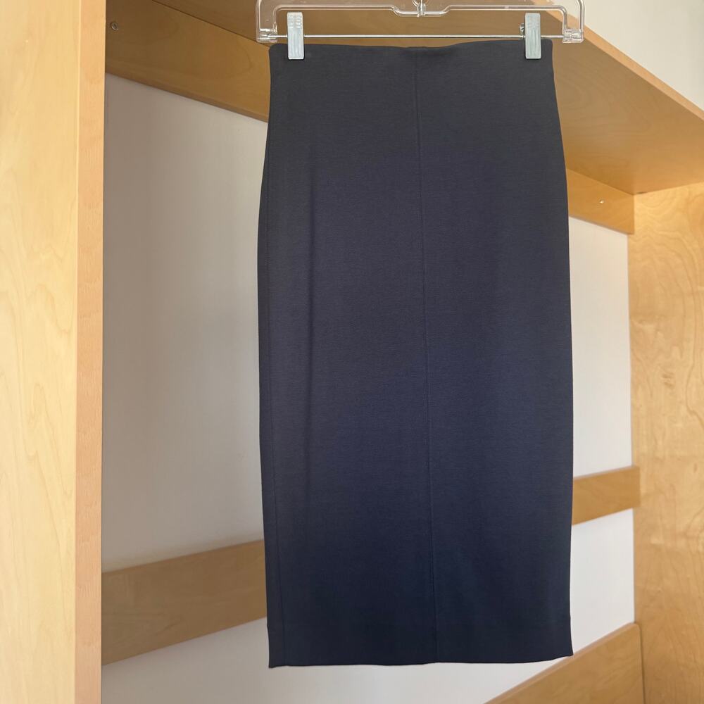 Wilfred by Aritzia Lis Midi Pencil Skirt Blue Gray Stretch Knit XS Minimalist